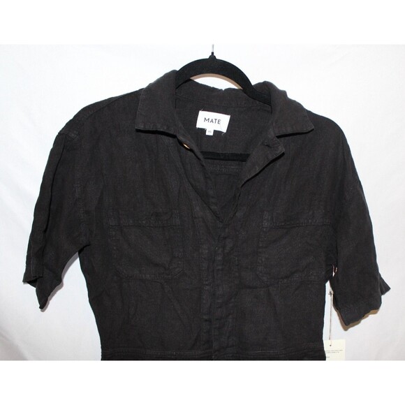 MATE THE LABEL WOMEN'S SHORT SLEEVE ORGANIC LINEN JUMPSUIT NWT $218 - Picture 6 of 12